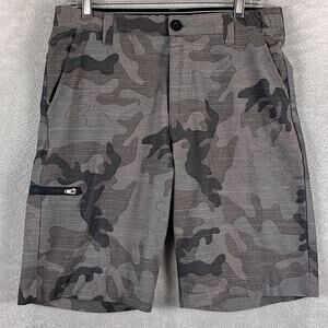 VTG No Fear Shorts Mens 32 Gray Camo Performance Skate Surf SoCal Beach Y2K
